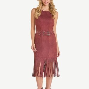 Fringed Burgundy Dress